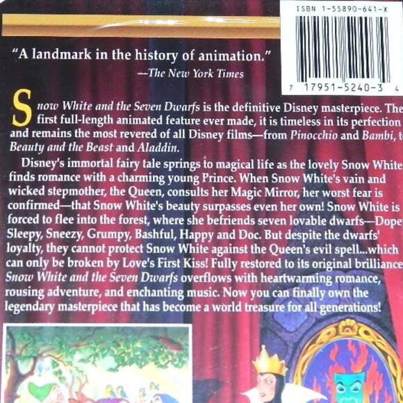 Walt Disneys Classics 3 VHS Snow White & The Seven Dwarfs Pinocchio Peter Pan - Picture 4 of 12